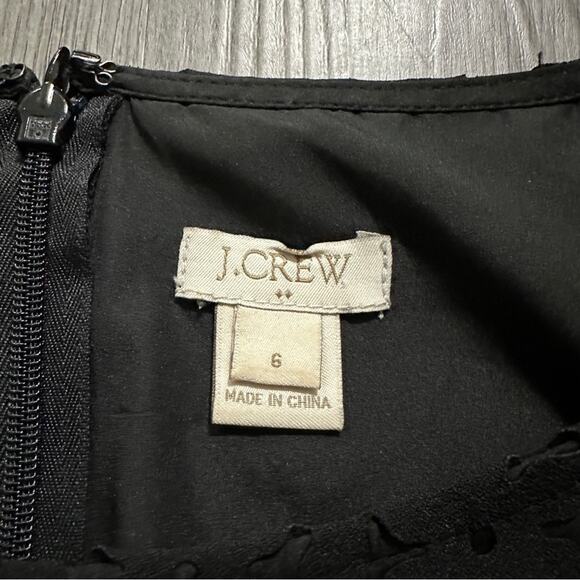 J. Crew Factory Laser-Cut Black Short Cap Sleeve A-Line Mini Dress Size 6 - Picture 5 of 8